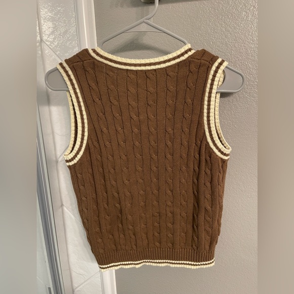 Brandy Melville Knit Vest - Brown, Cream (One size) - Picture 2 of 6